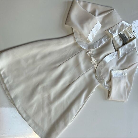 Vintage 1990s y2k Girls Ivory 2 Piece Formal Bow Dress and Jacket Set - Picture 3 of 9